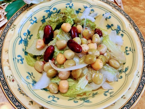 〜レタスと玉ねぎとミックスビーンズのサラダ〜